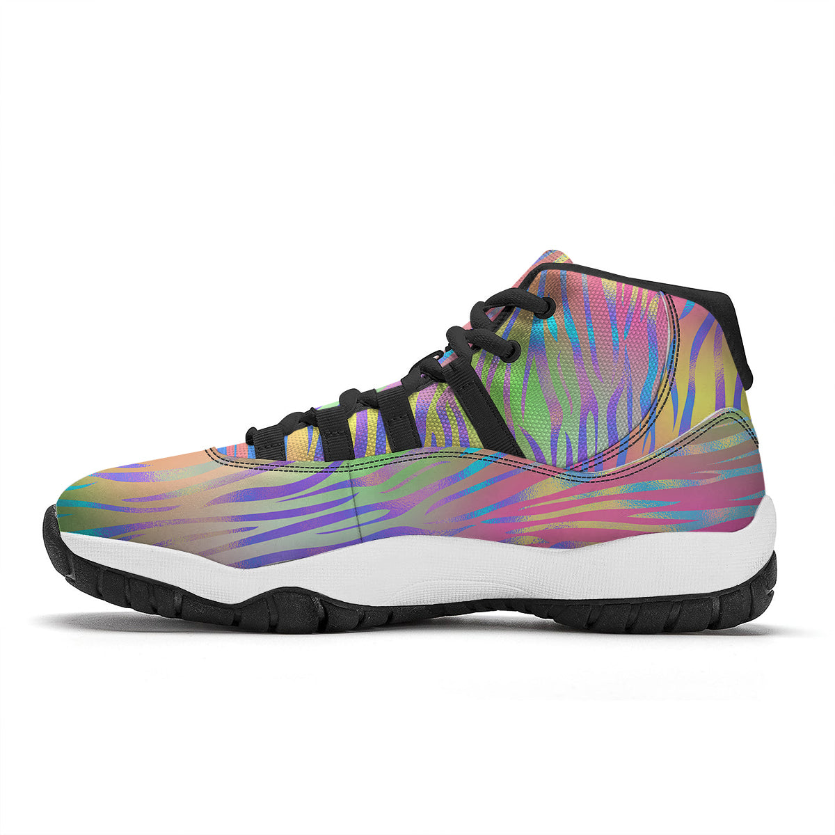 Zebra Pastel Print Pattern Black Bball Shoes-grizzshop