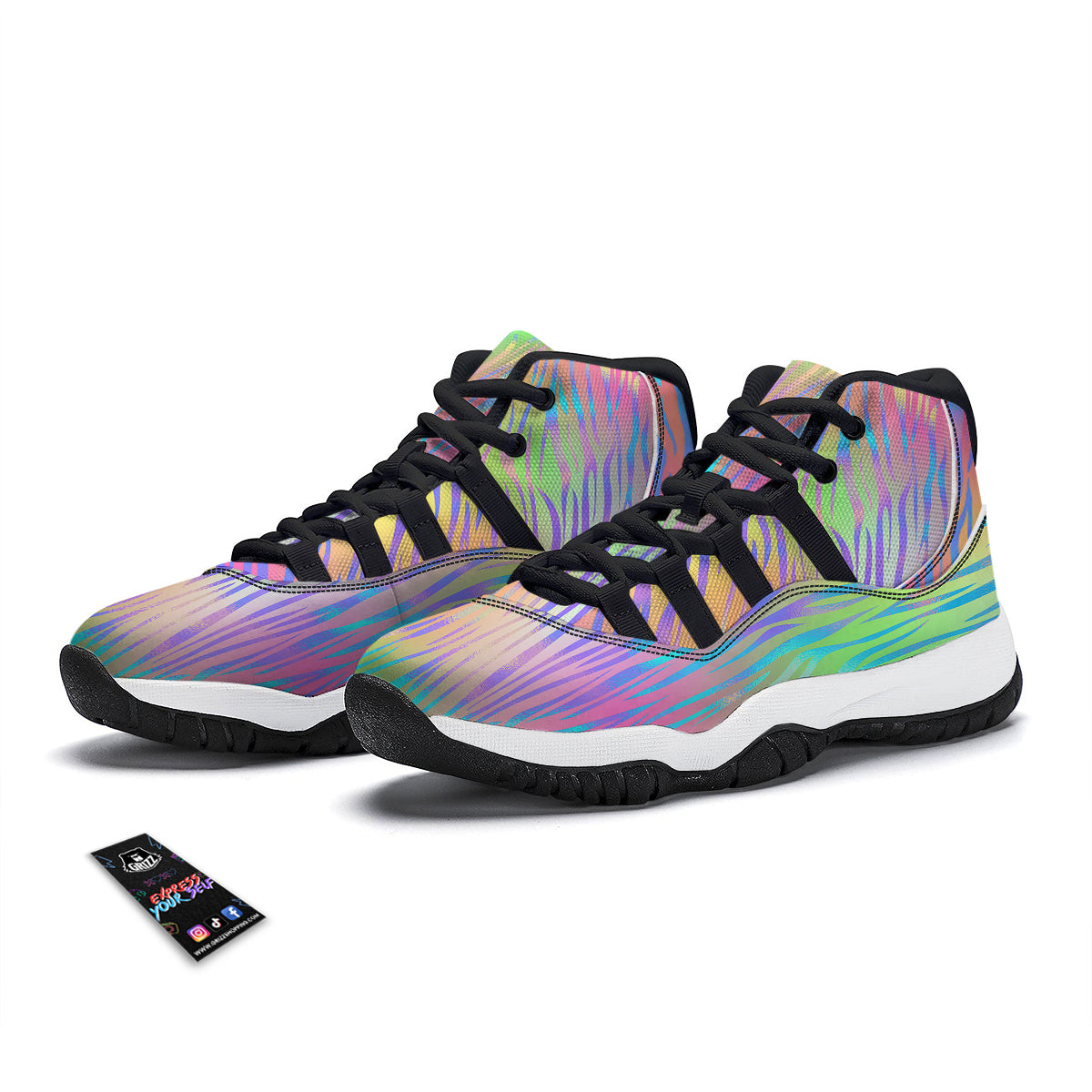 Zebra Pastel Print Pattern Black Bball Shoes-grizzshop