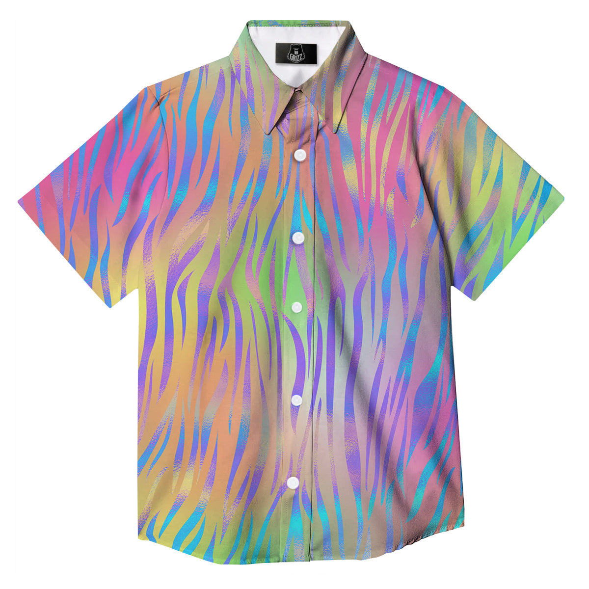 Zebra Pastel Print Pattern Button Up Shirt-grizzshop