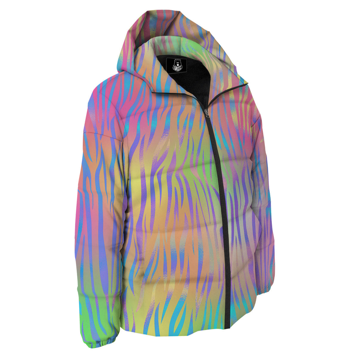 Zebra Pastel Print Pattern Down Jacket-grizzshop