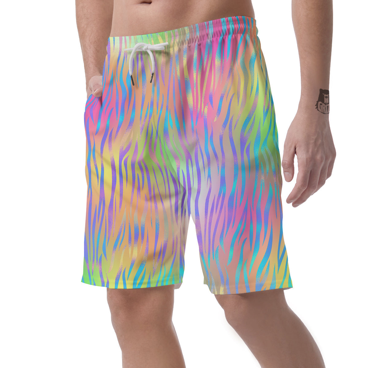Zebra Pastel Print Pattern Men's Shorts-grizzshop