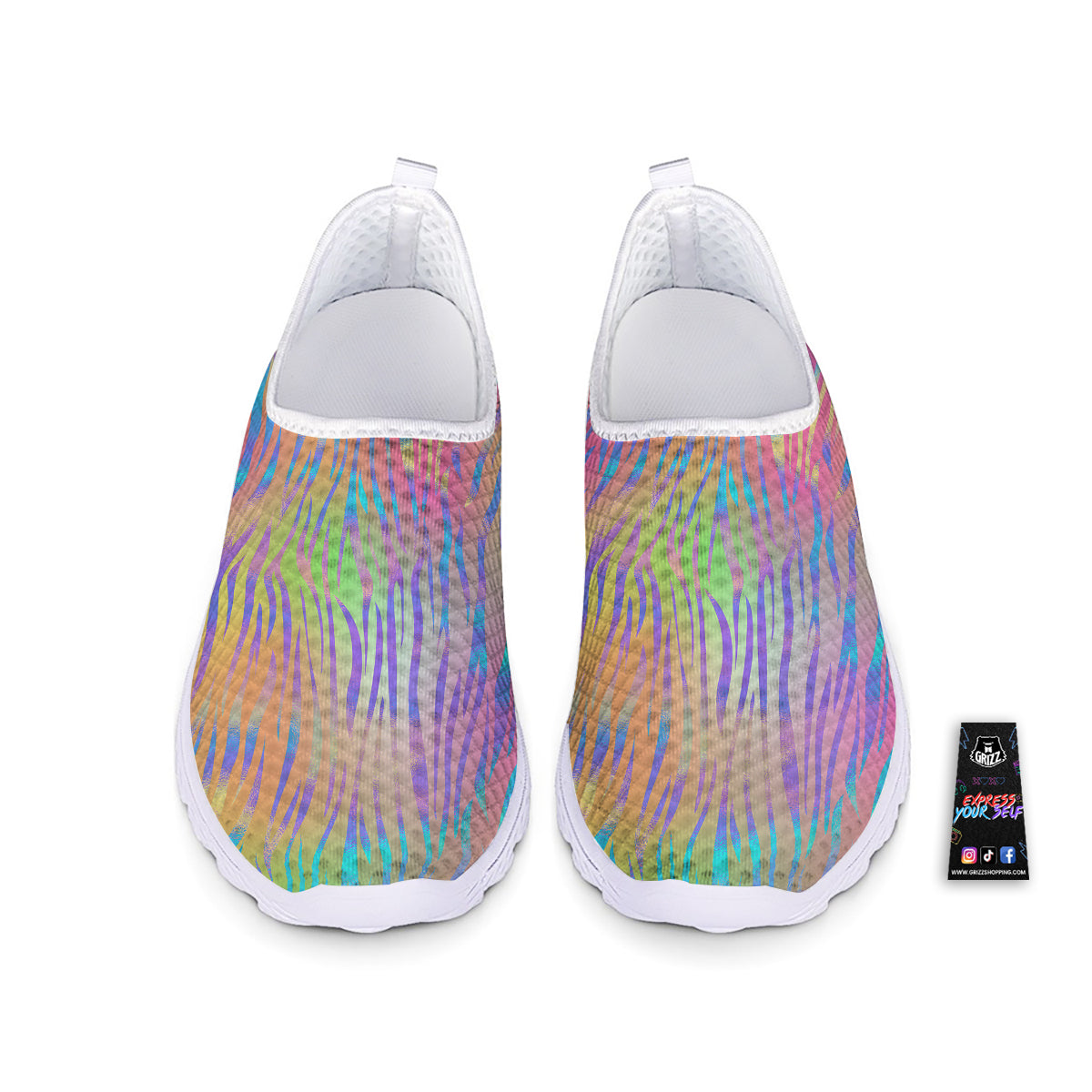 Zebra Pastel Print Pattern Nurse Shoes-grizzshop
