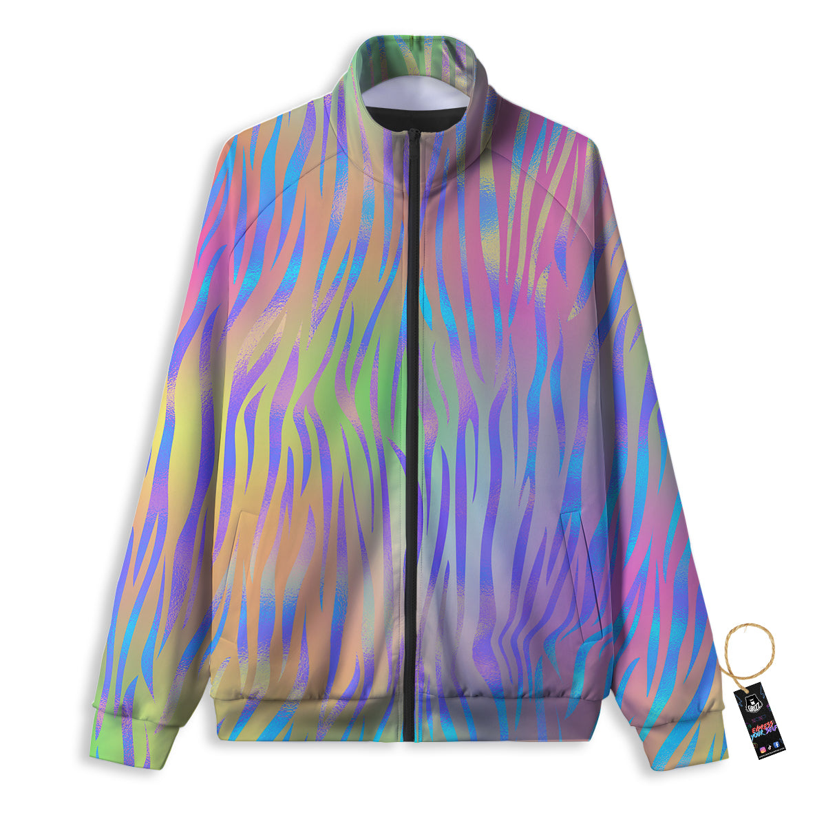 Zebra Pastel Print Pattern Track Jacket-grizzshop