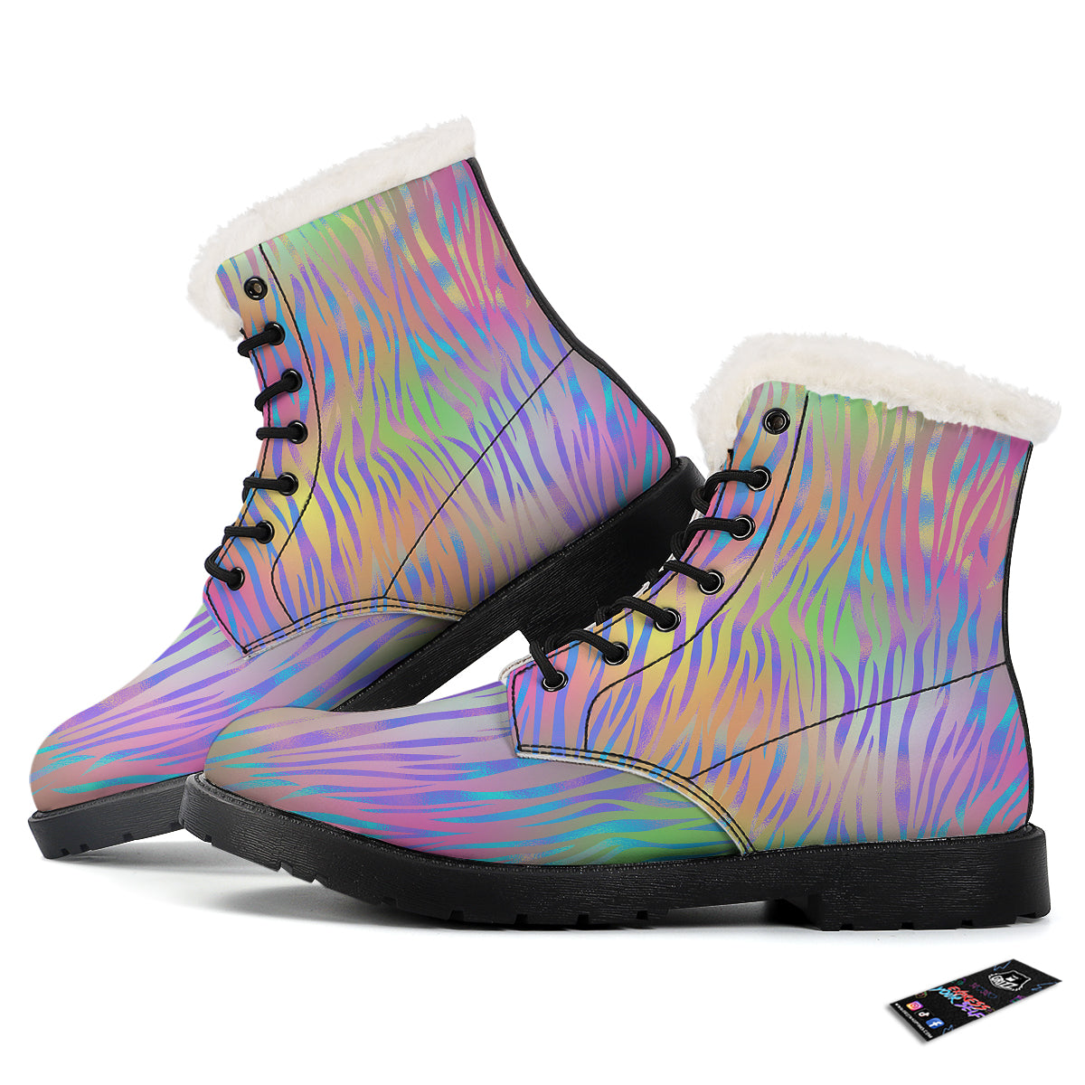 Zebra Pastel Print Pattern Winter Boots-grizzshop