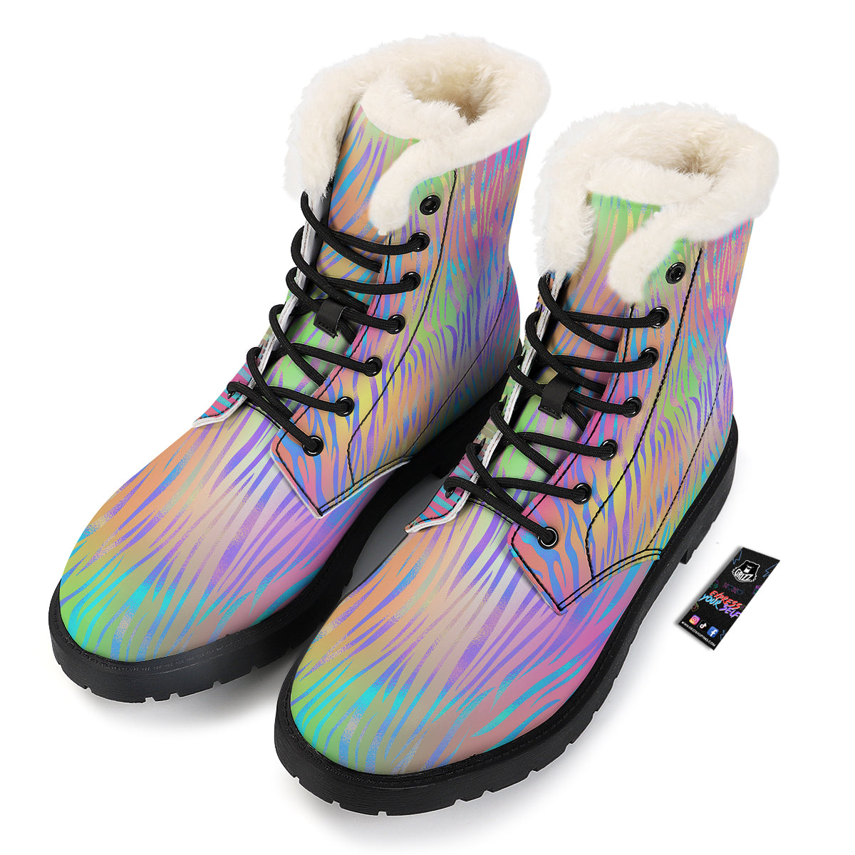 Zebra Pastel Print Pattern Winter Boots-grizzshop