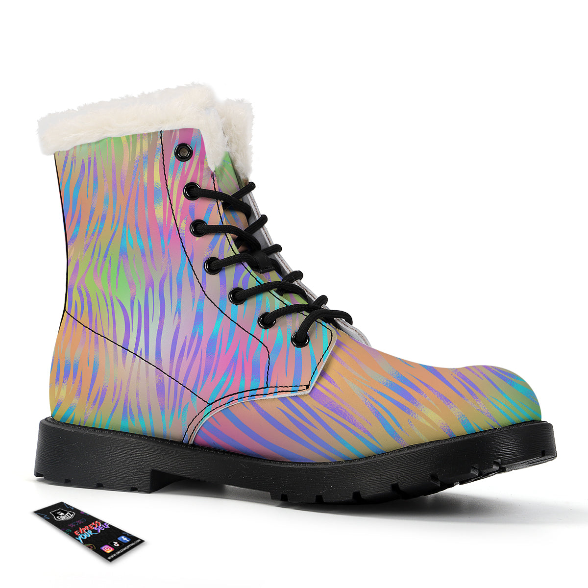 Zebra Pastel Print Pattern Winter Boots-grizzshop