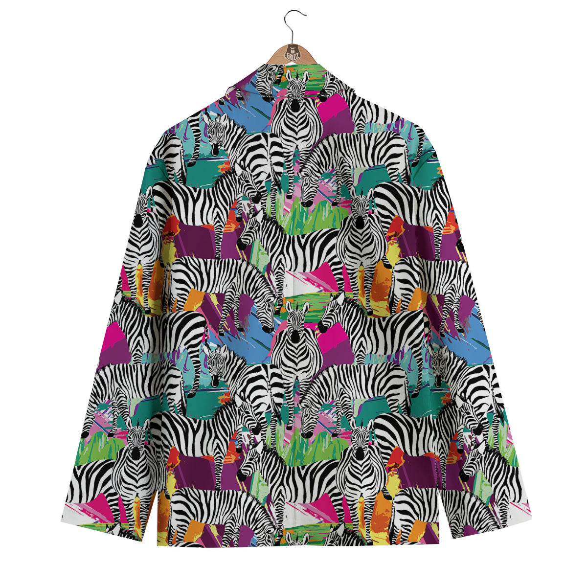 Zebra Pattern Print Men's Blazer-grizzshop