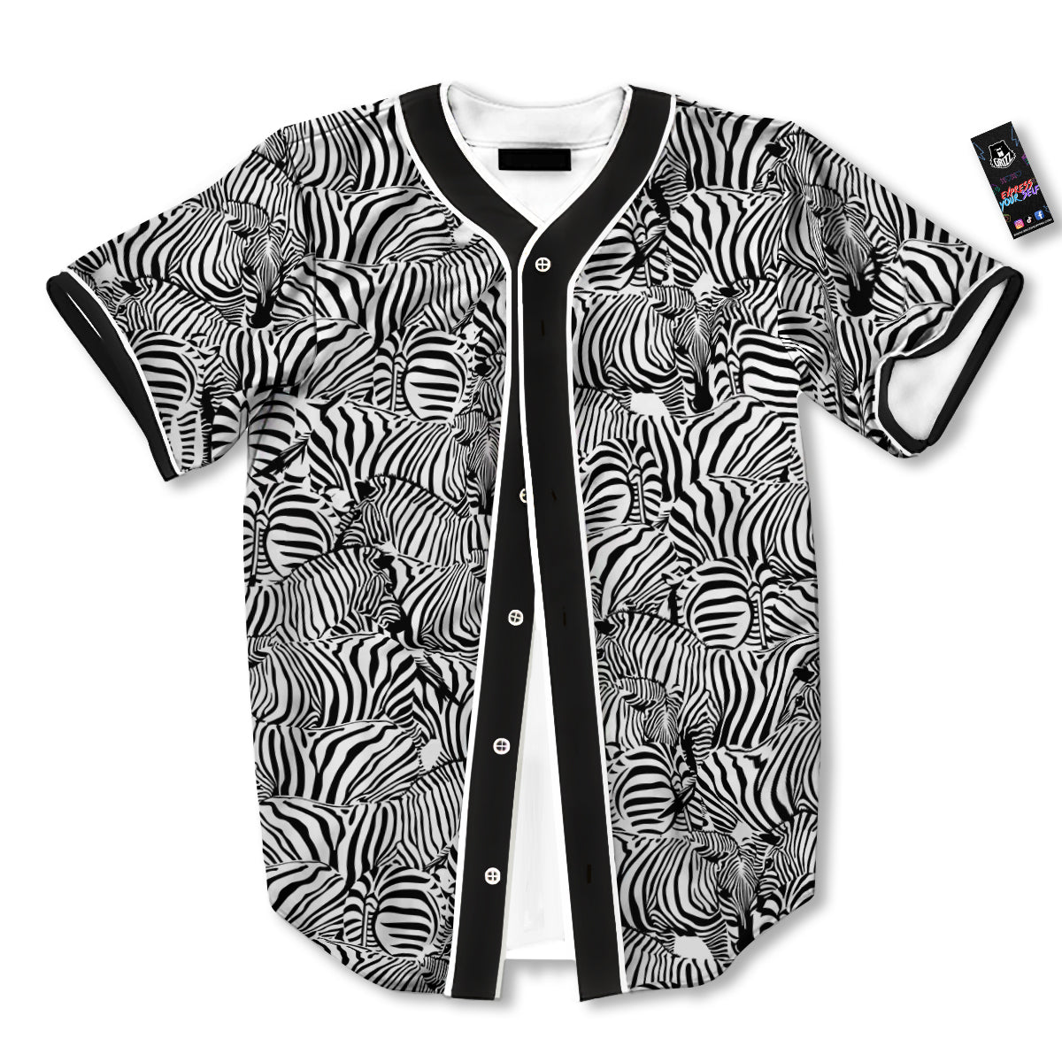 Zebra Striped Black And White Print Pattern Baseball Jersey-grizzshop