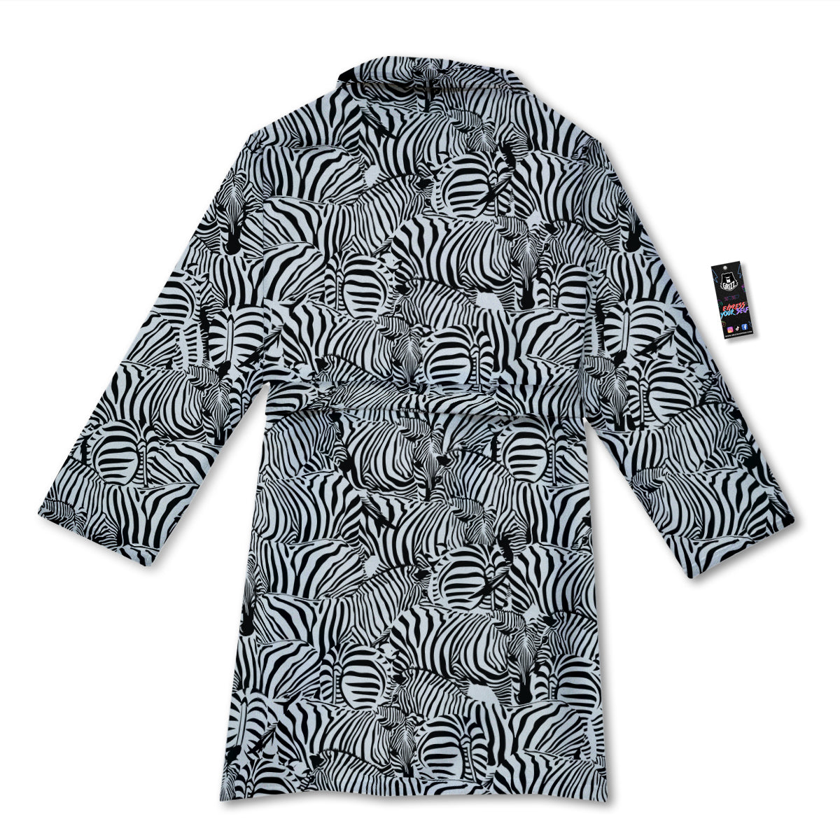 Zebra Striped Black And White Print Pattern Bathrobe-grizzshop