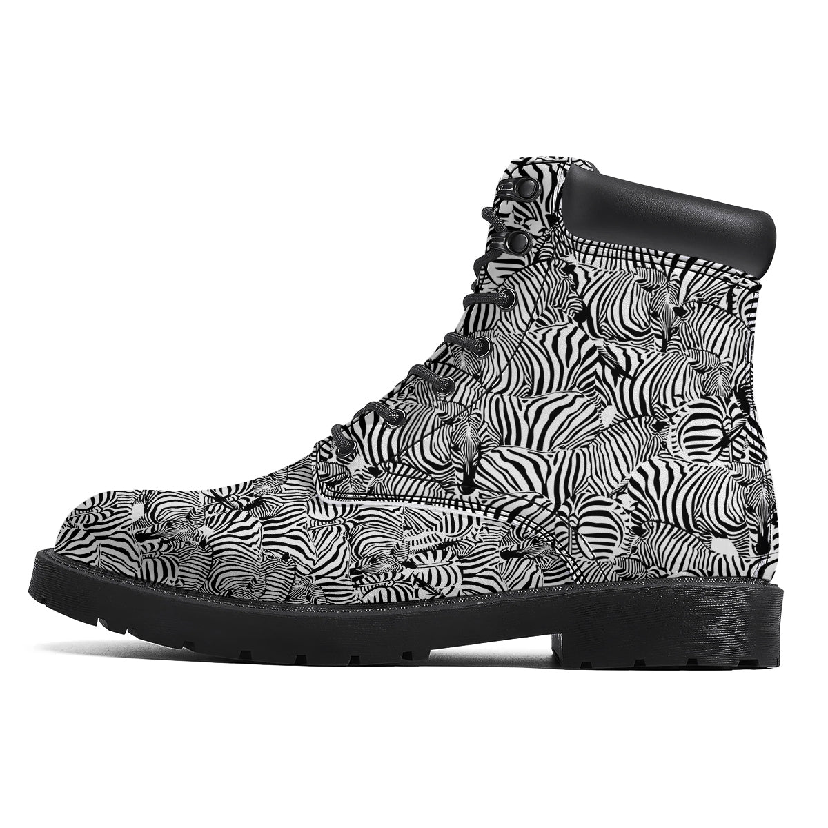 Zebra Striped Black And White Print Pattern Boots-grizzshop