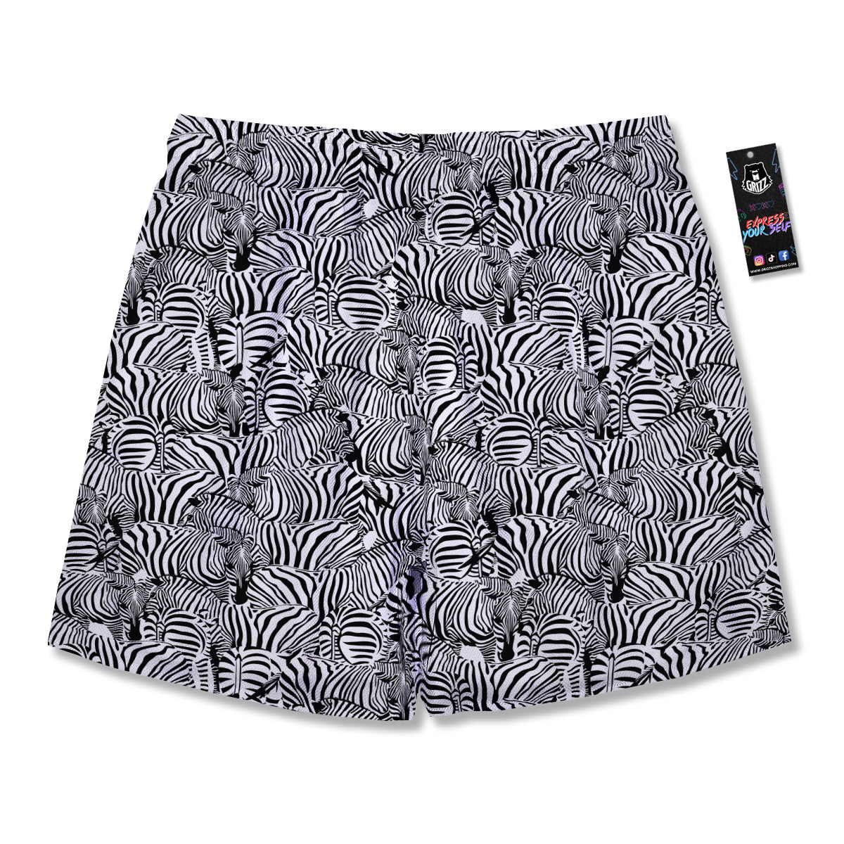 Zebra Striped Black And White Print Pattern Men's Running Shorts-grizzshop