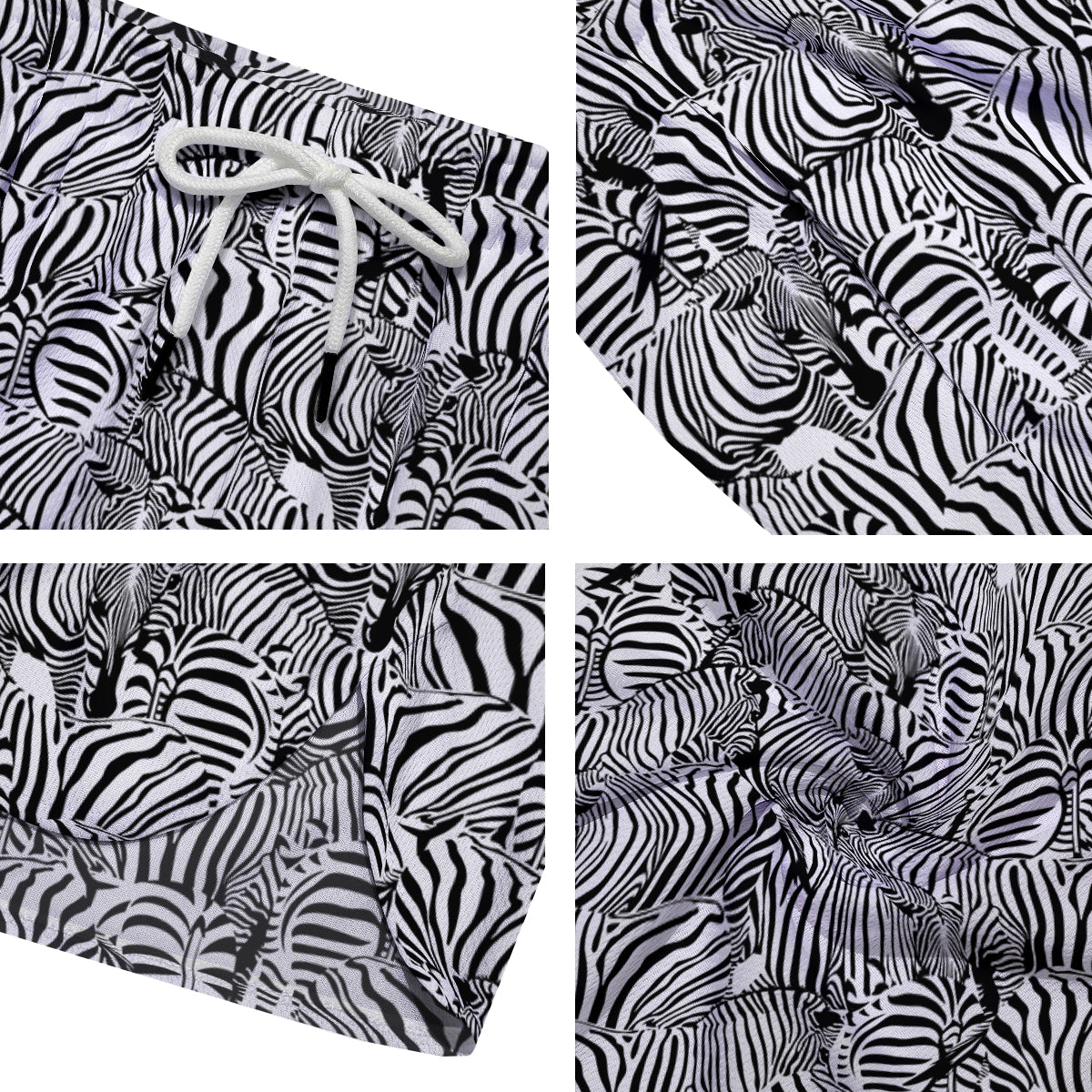 Zebra Striped Black And White Print Pattern Men's Running Shorts-grizzshop