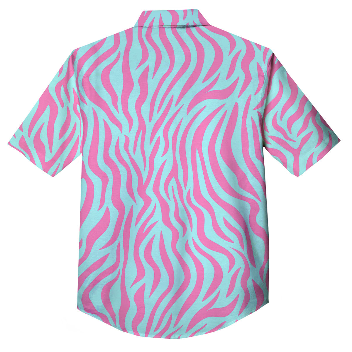 Zebra Stripes Blue And Pink Print Button Up Shirt-grizzshop
