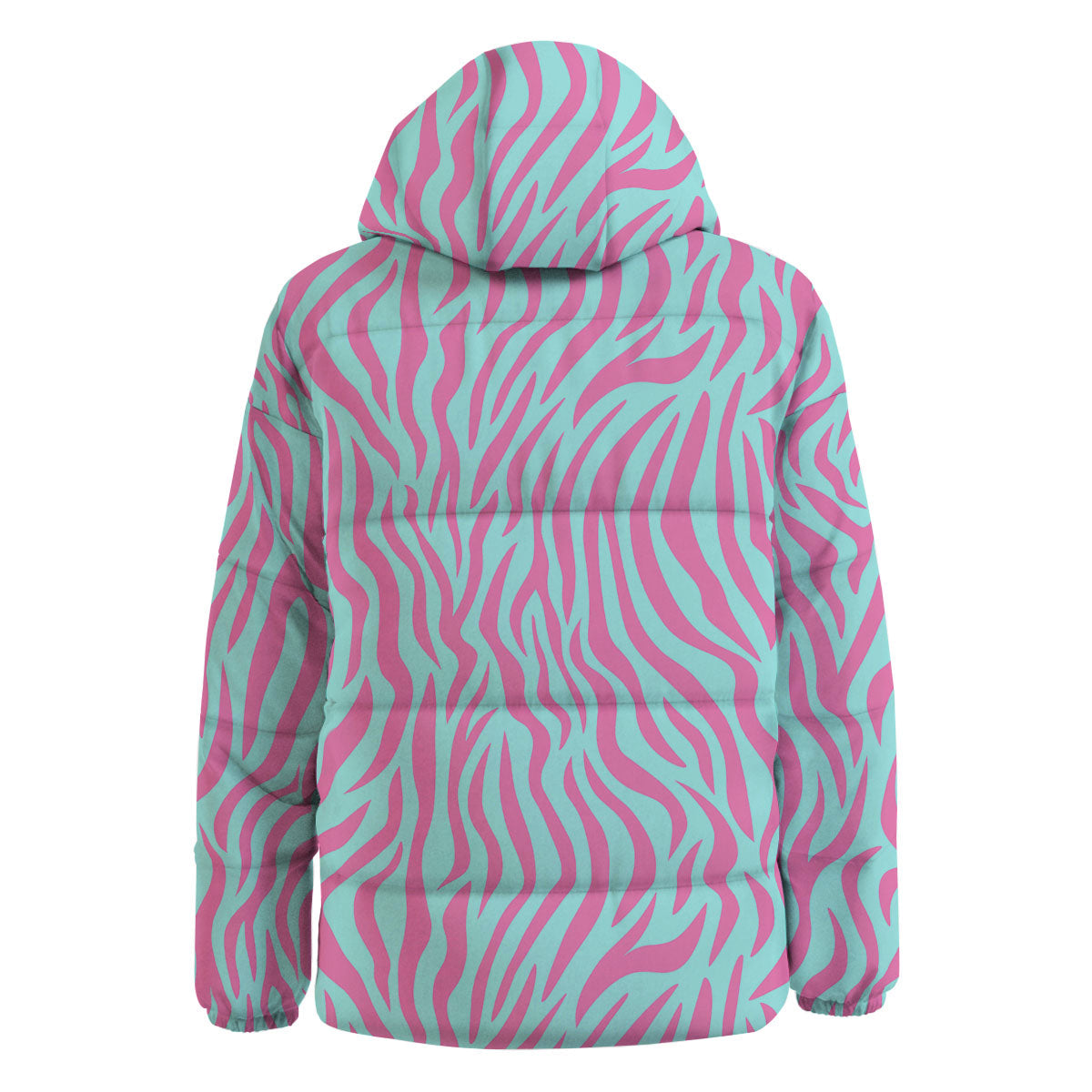 Zebra Stripes Blue And Pink Print Down Jacket-grizzshop