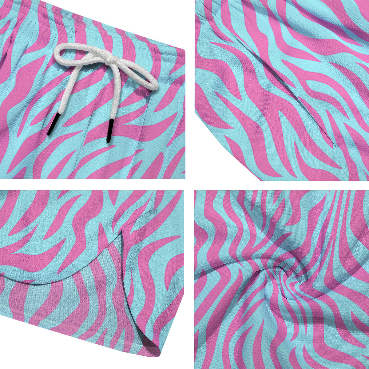 Zebra Stripes Blue And Pink Print Men's Running Shorts-grizzshop