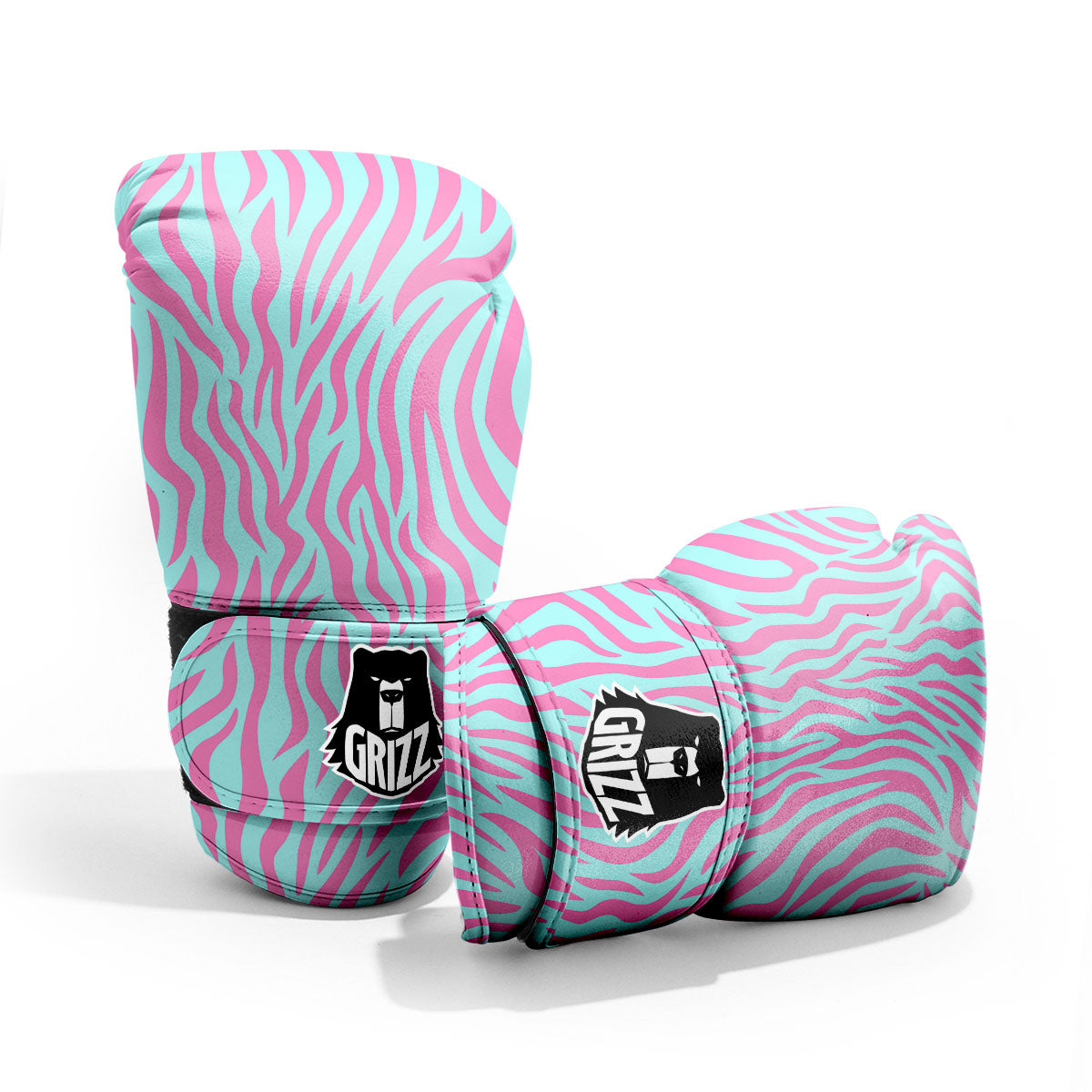 Zebra Stripes Blue And Pink Print Pro Boxing Glove