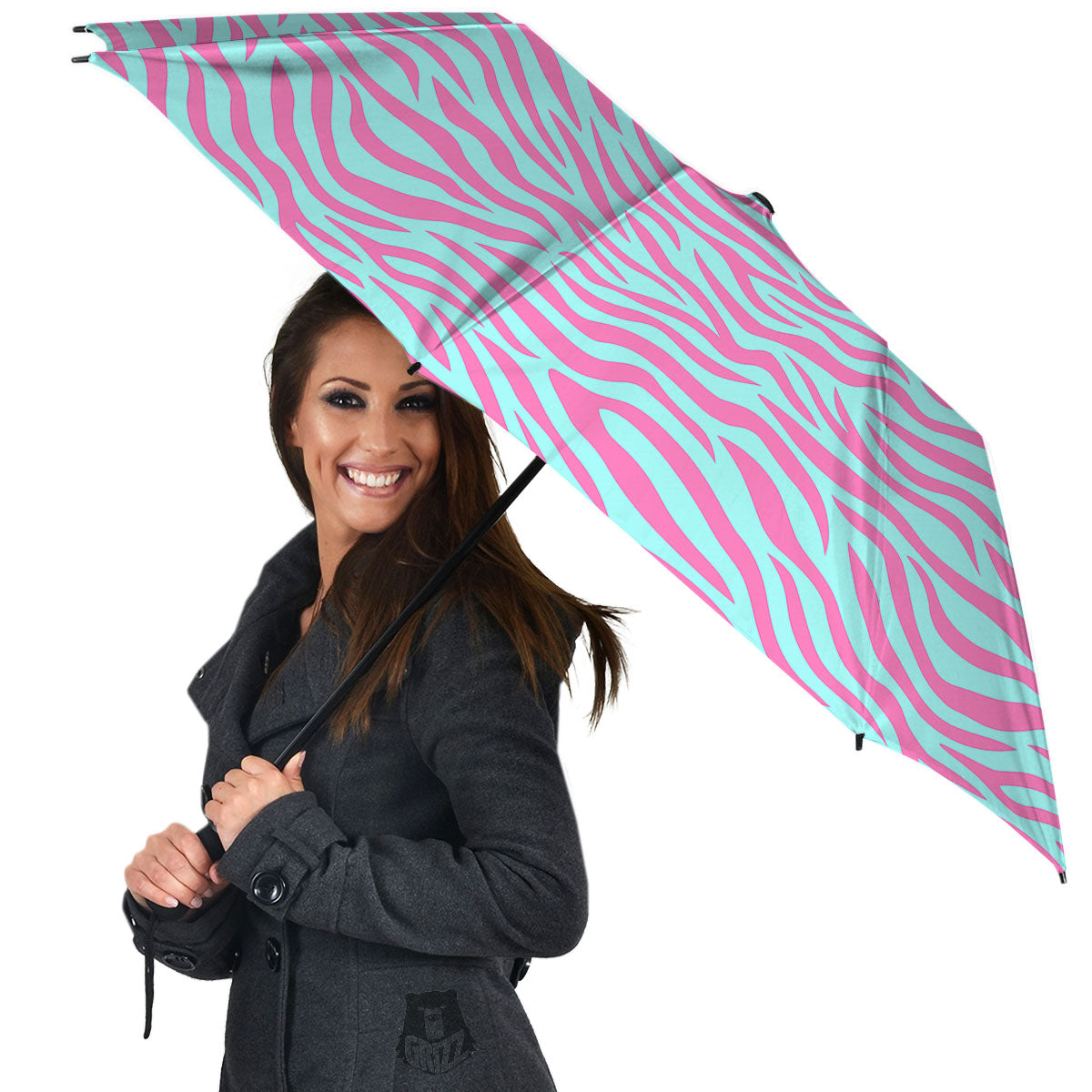 Zebra Stripes Blue And Pink Print Umbrella-grizzshop