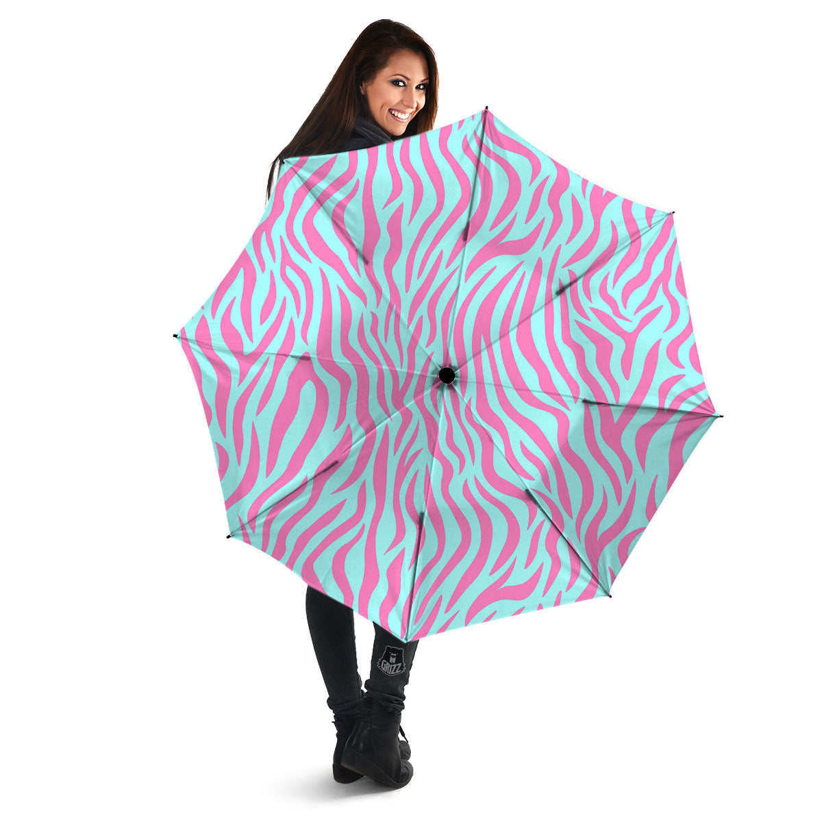 Zebra Stripes Blue And Pink Print Umbrella-grizzshop