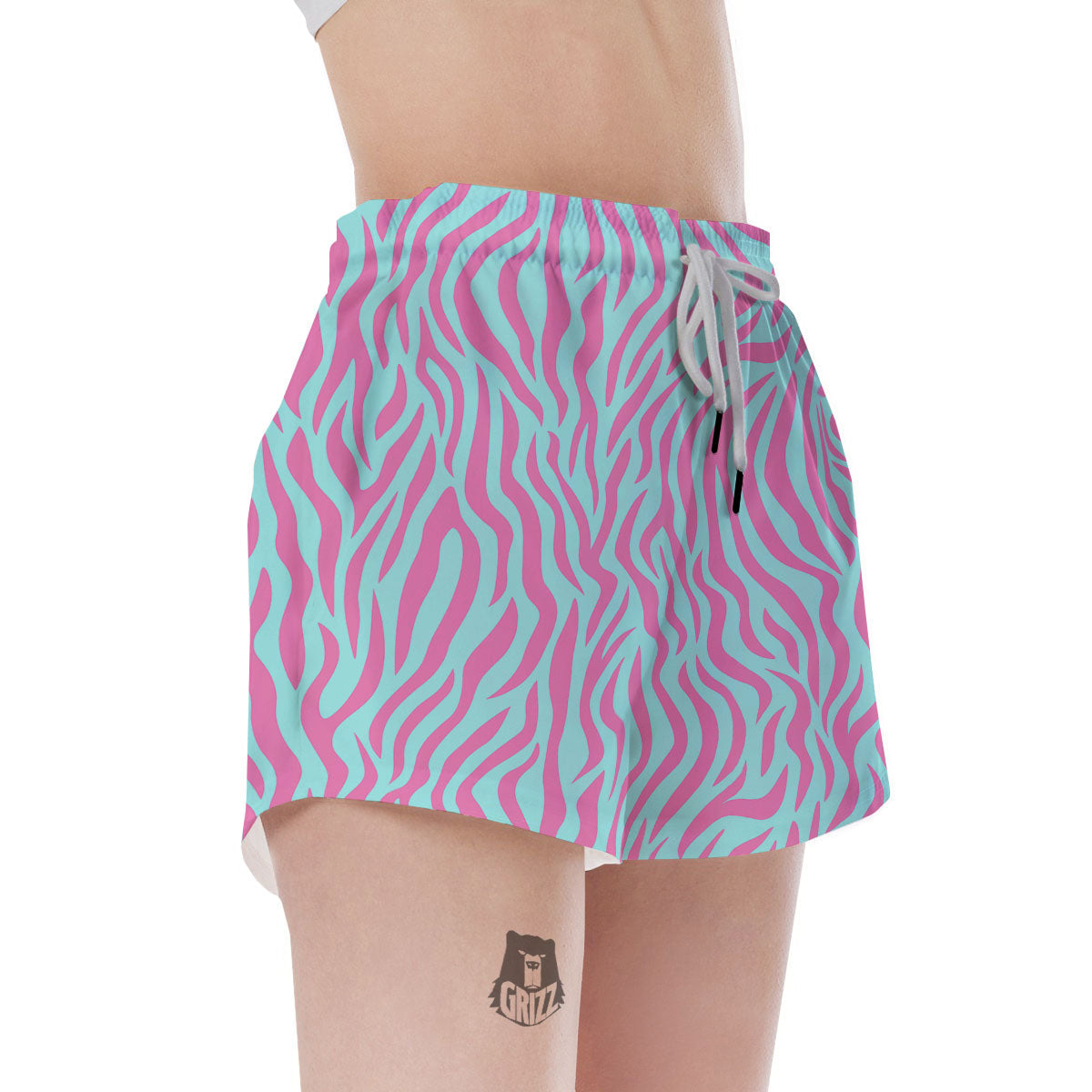 Zebra Stripes Blue And Pink Print Women's Shorts-grizzshop