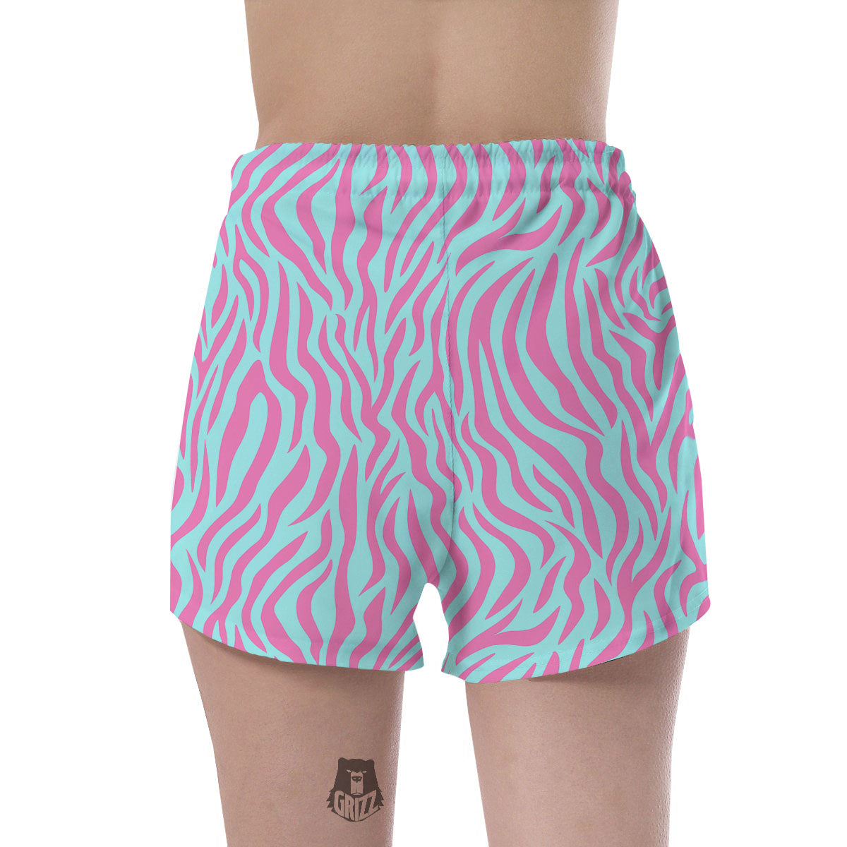 Zebra Stripes Blue And Pink Print Women's Shorts-grizzshop