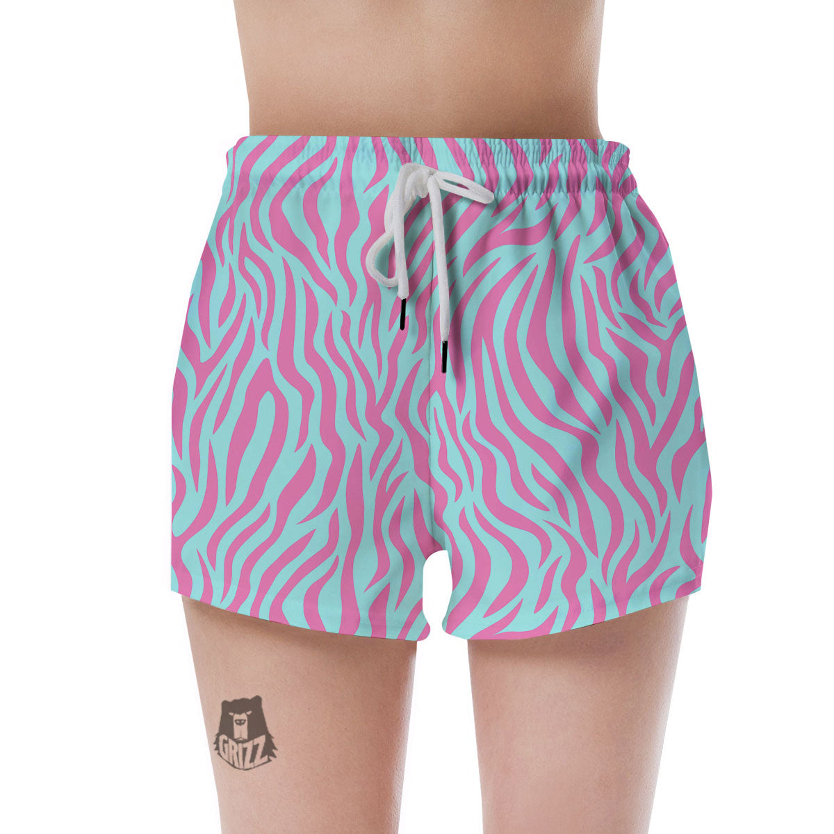 Zebra Stripes Blue And Pink Print Women's Shorts-grizzshop