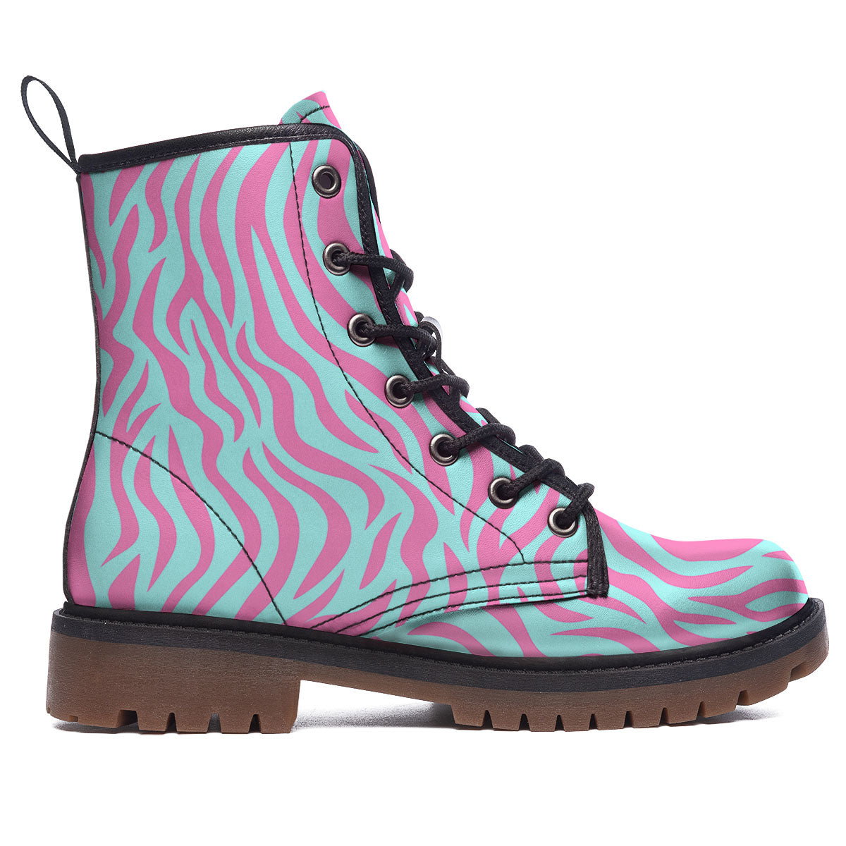 Zebra Stripes Blue And Pink Print Work Boots-grizzshop