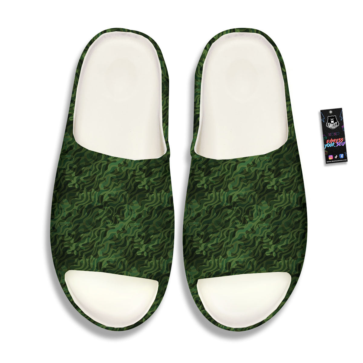 Zebra Camo Green Print Pattern Sandals-grizzshop
