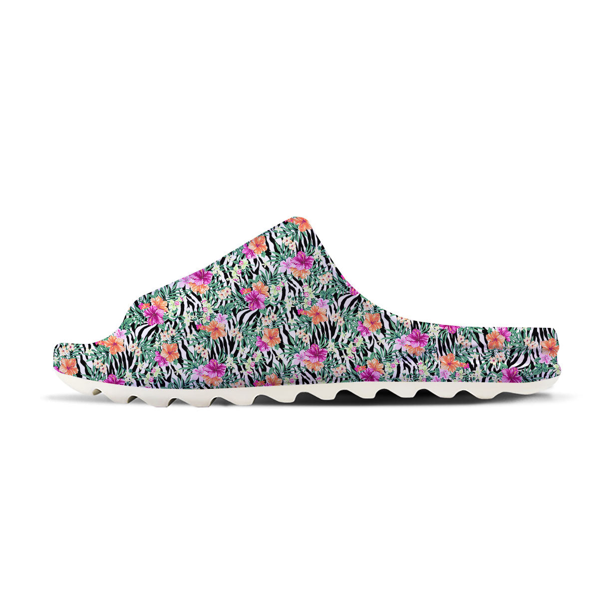 Zebra Floral Black White Print Pattern Sandals-grizzshop