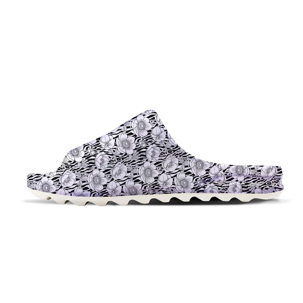 Zebra Flower Black White Print Pattern Sandals-grizzshop