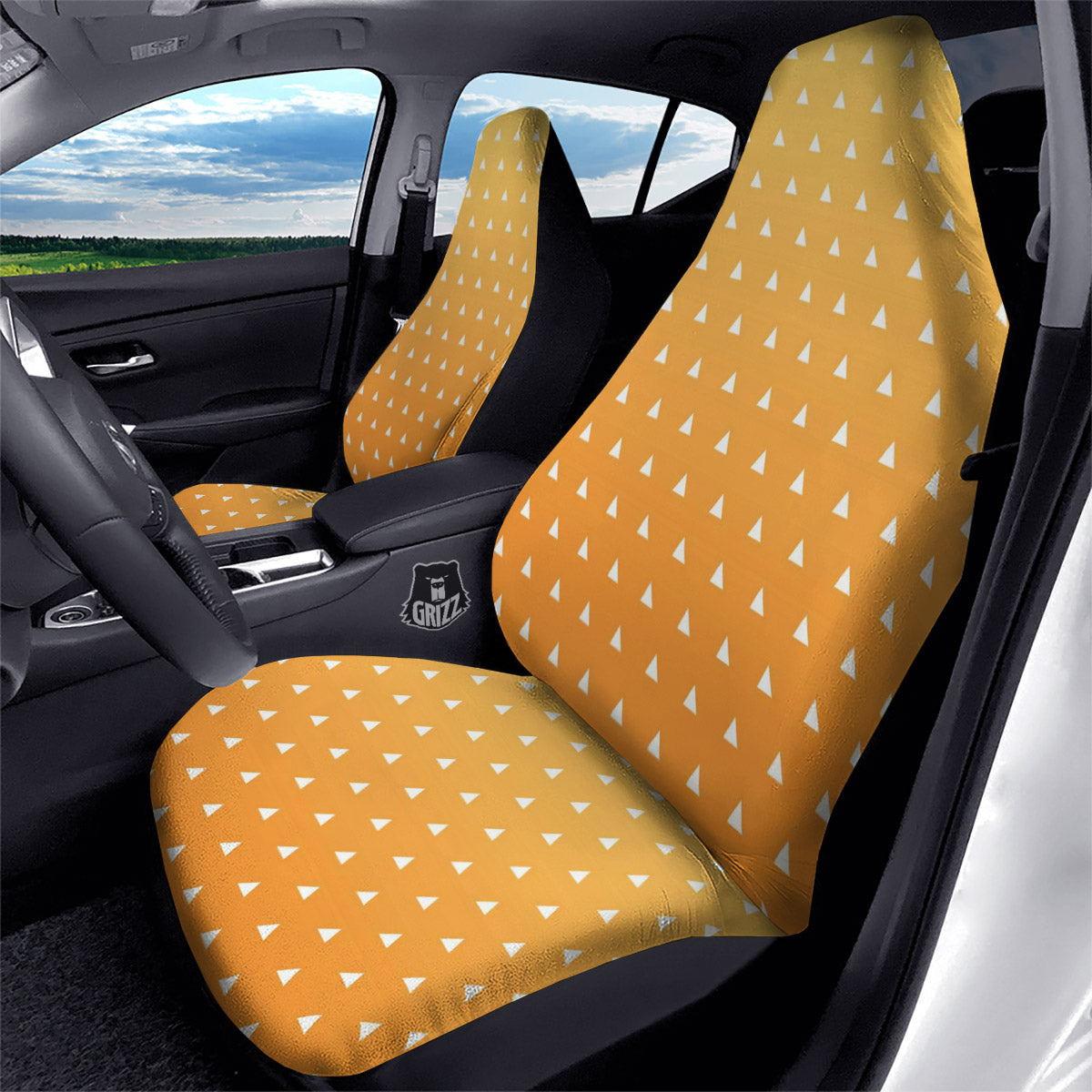 Zenitsu Print Pattern Car Seat Covers-grizzshop