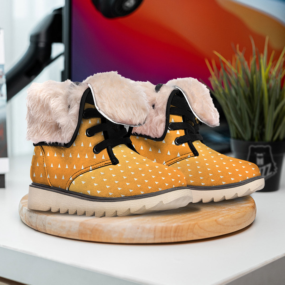 Zenitsu Print Pattern Snow Boots-grizzshop