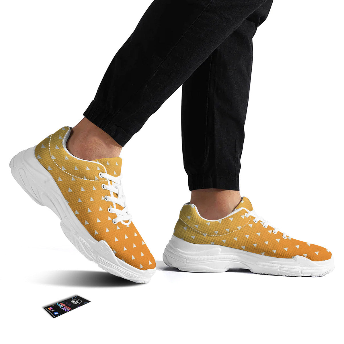 Zenitsu Print Pattern White Chunky Shoes-grizzshop