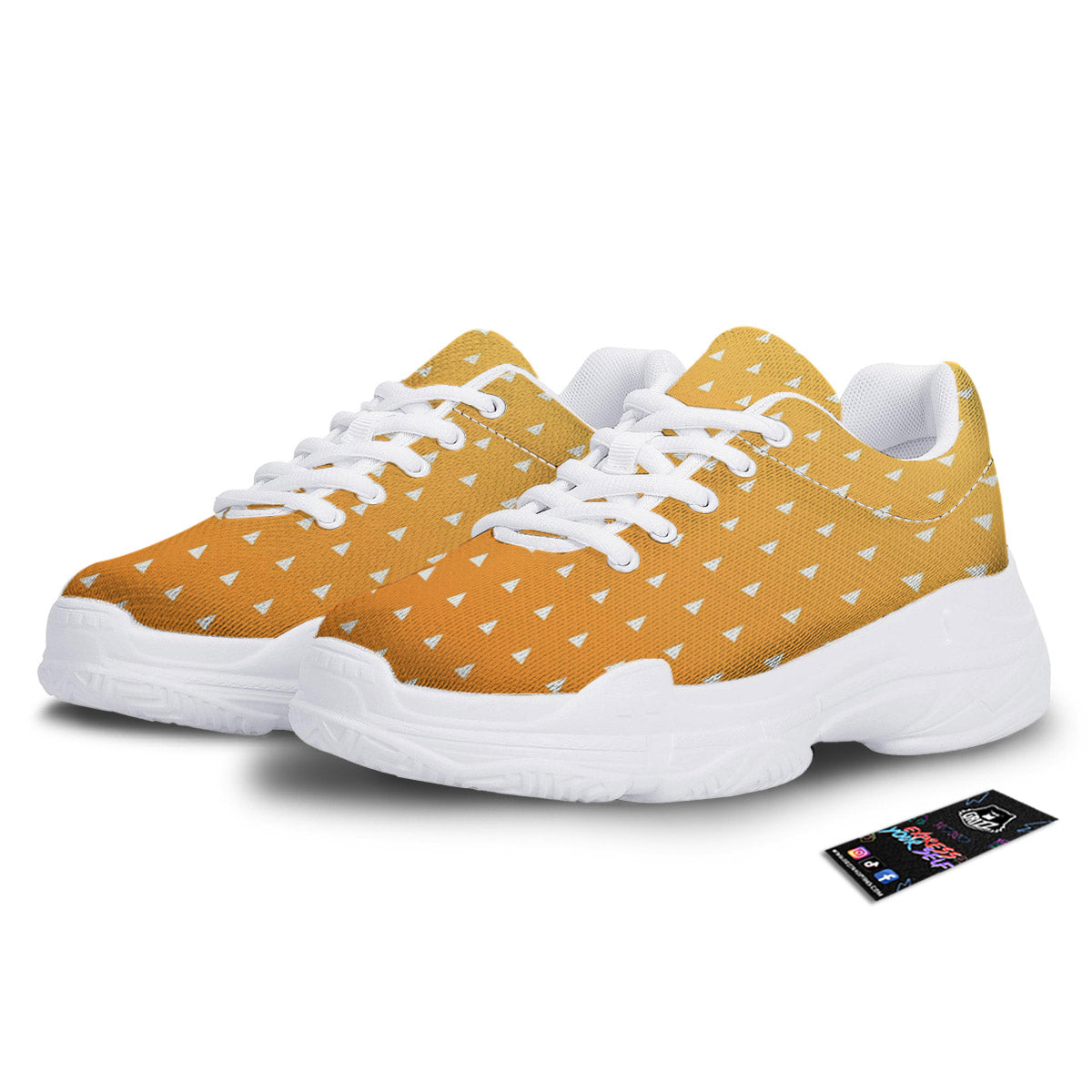 Zenitsu Print Pattern White Chunky Shoes-grizzshop
