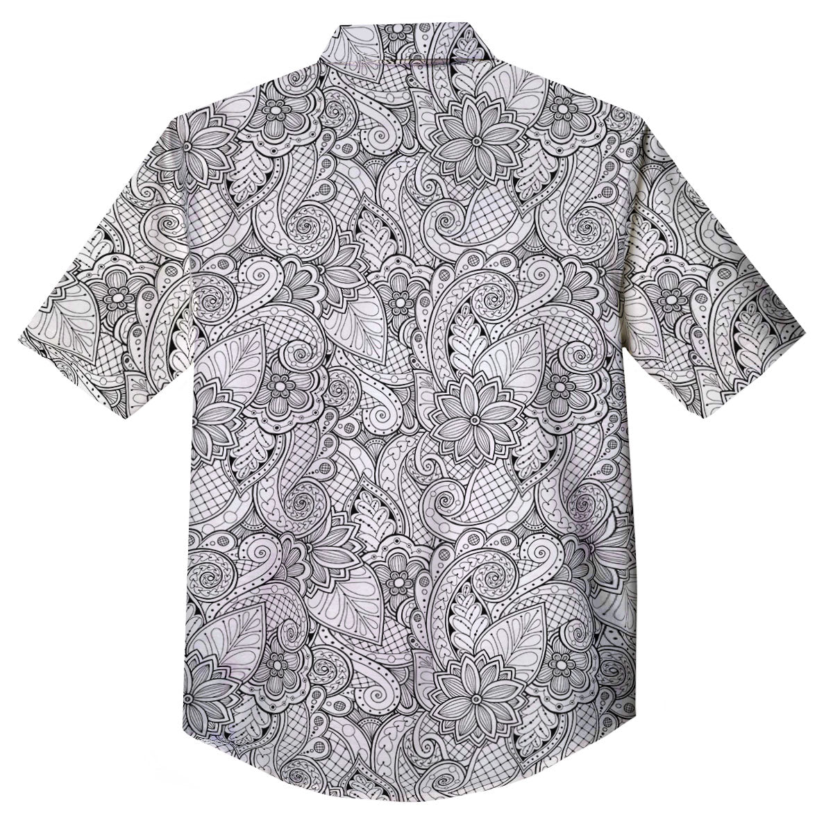 Zentangle Monochrome Print Pattern Button Up Shirt-grizzshop