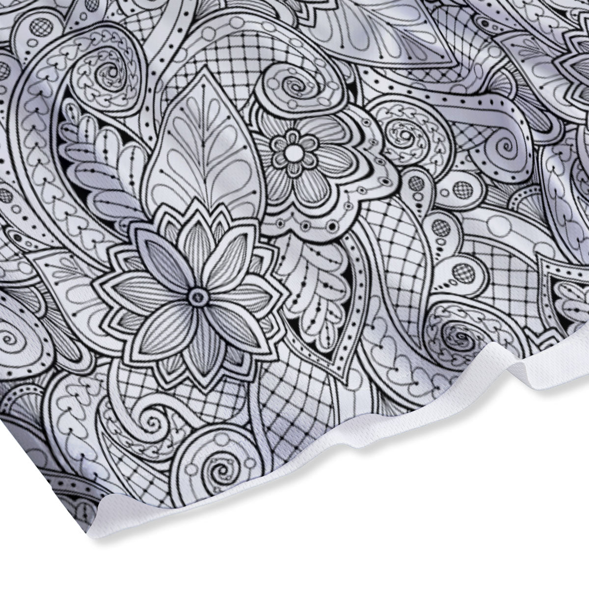Zentangle Monochrome Print Pattern Mesh Shorts-grizzshop