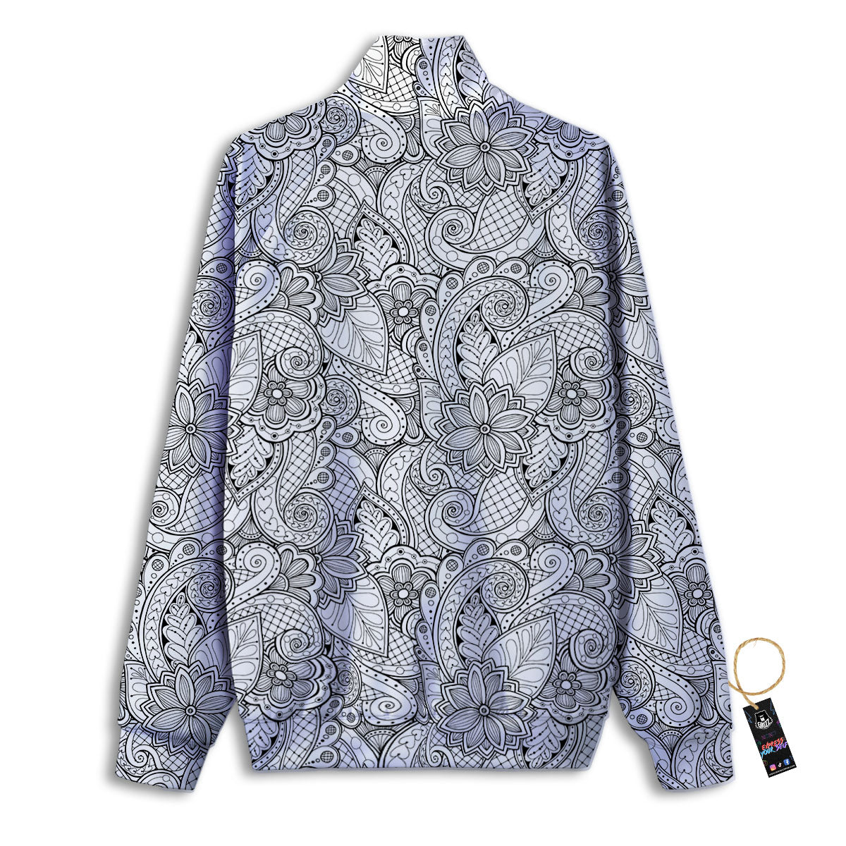 Zentangle Monochrome Print Pattern Track Jacket-grizzshop