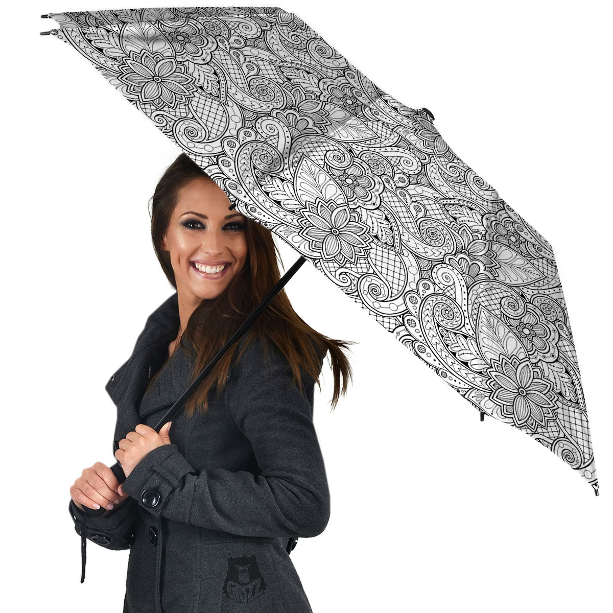 Zentangle Monochrome Print Pattern Umbrella-grizzshop