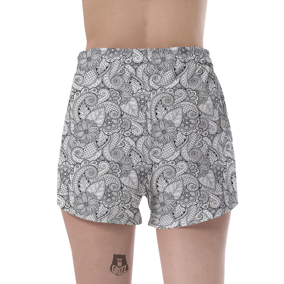 Zentangle Monochrome Print Pattern Women's Shorts-grizzshop
