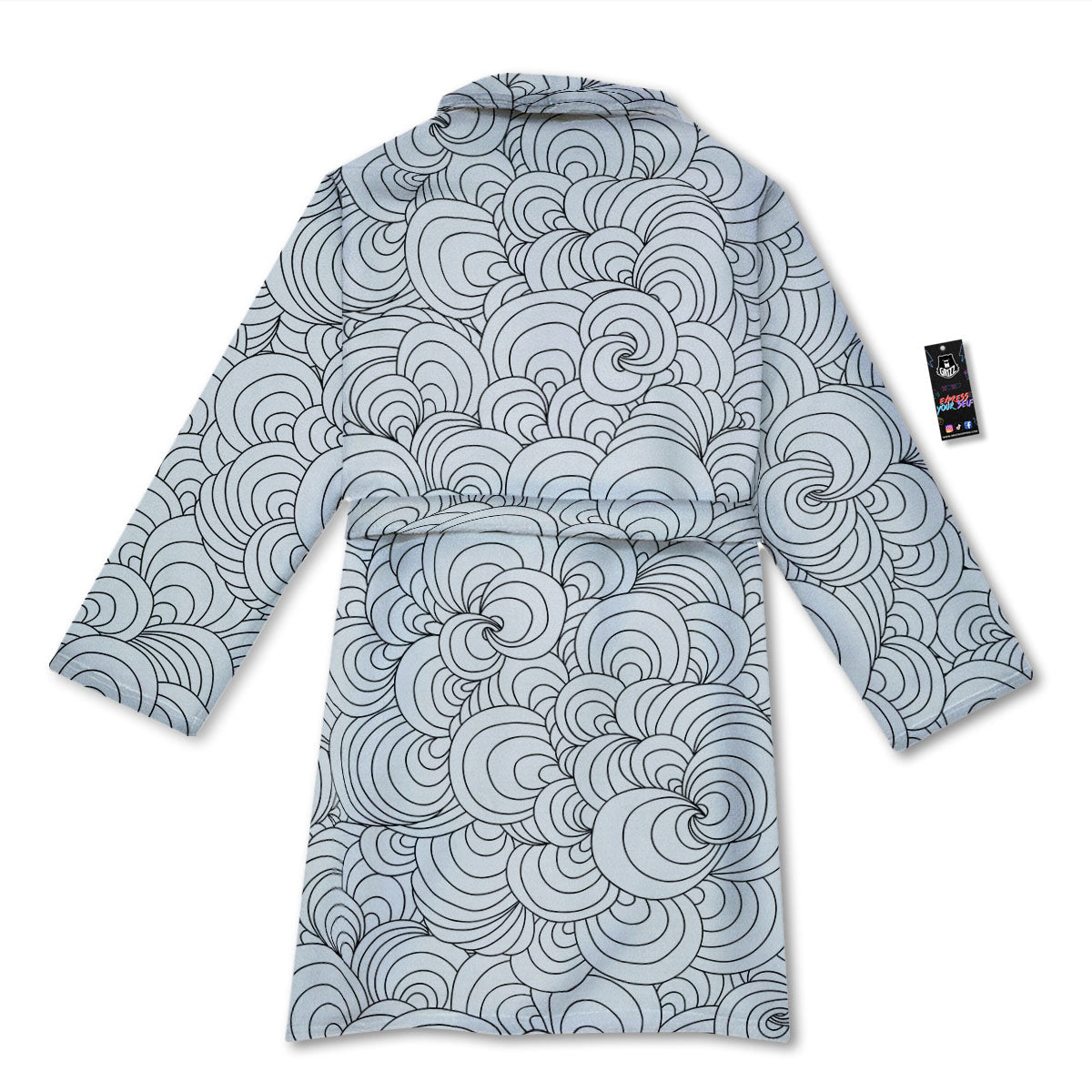 Zentangle White And Black Print Pattern Bathrobe-grizzshop