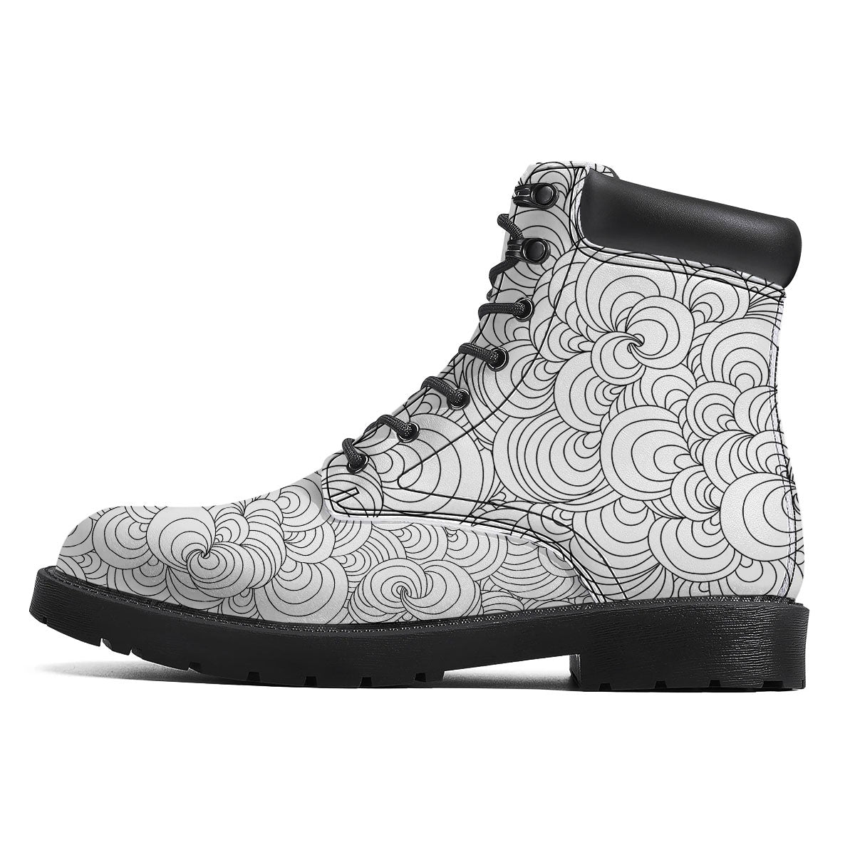 Zentangle White And Black Print Pattern Boots-grizzshop