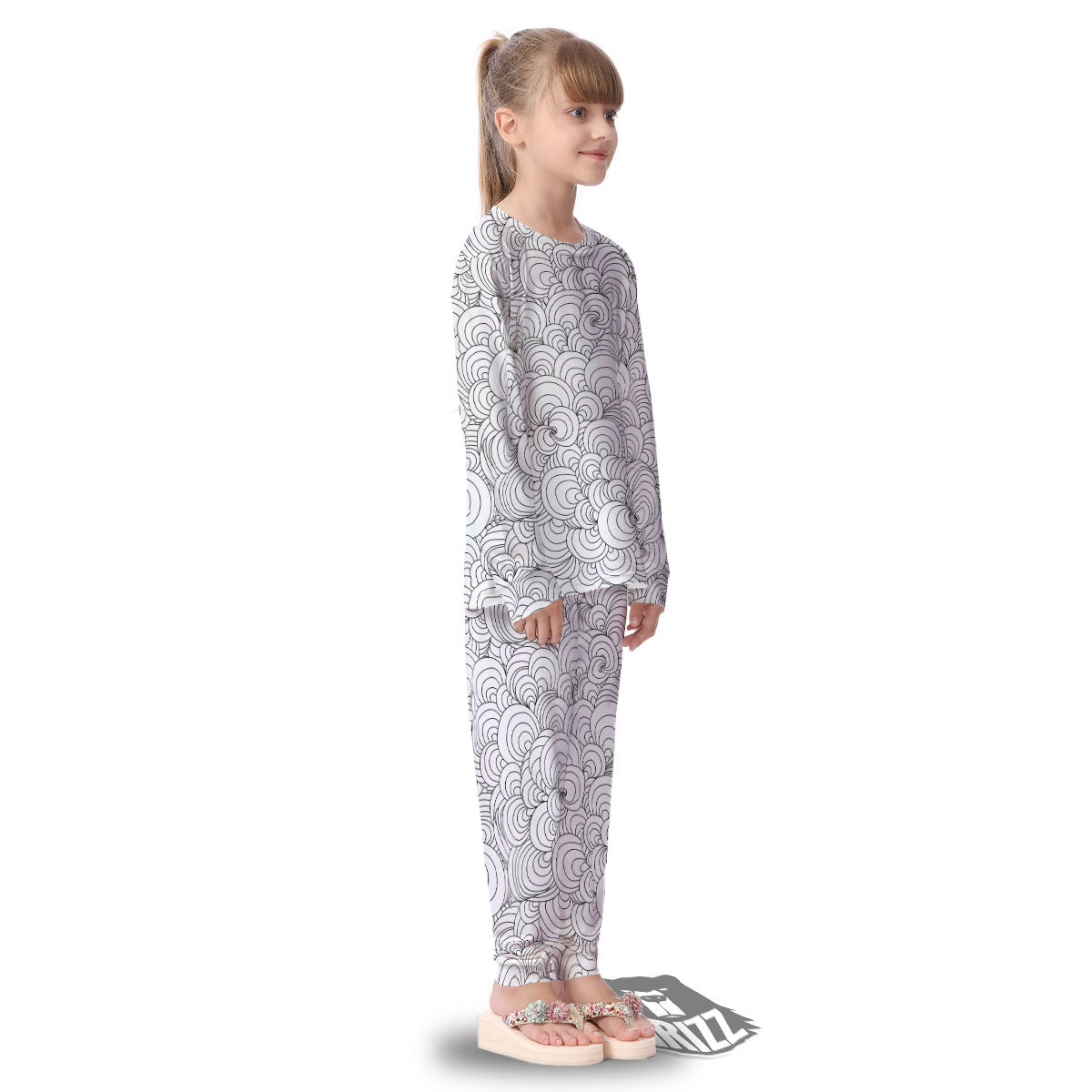 Zentangle White And Black Print Pattern Kid's Pajamas-grizzshop