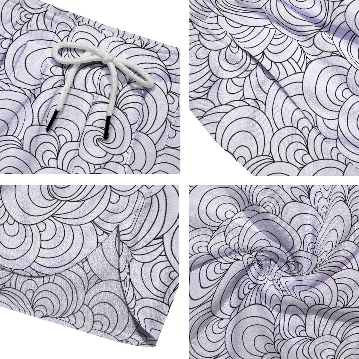 Zentangle White And Black Print Pattern Men's Running Shorts-grizzshop