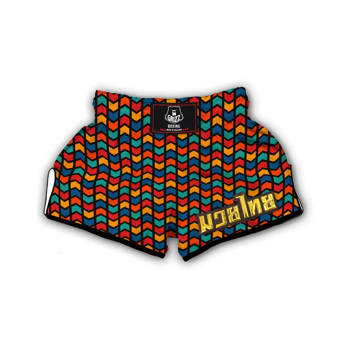 Zig Zag Colorful Pattern Print Muay Thai Boxing Shorts-grizzshop