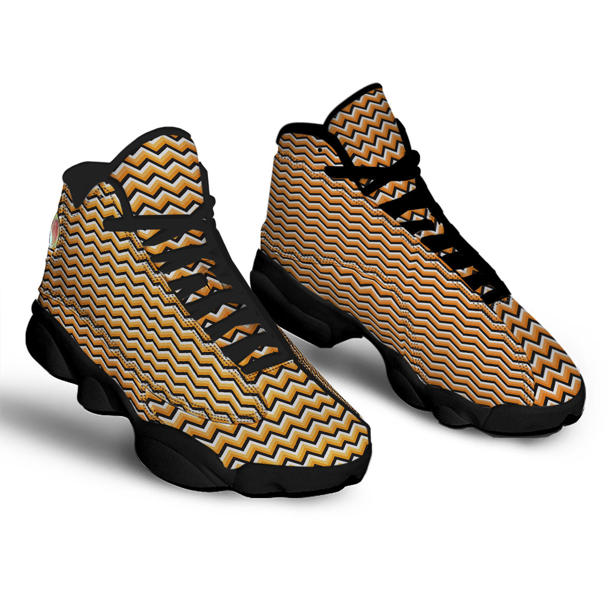 Zig Zag Halloween Print Pattern Black Basketball Shoes-grizzshop