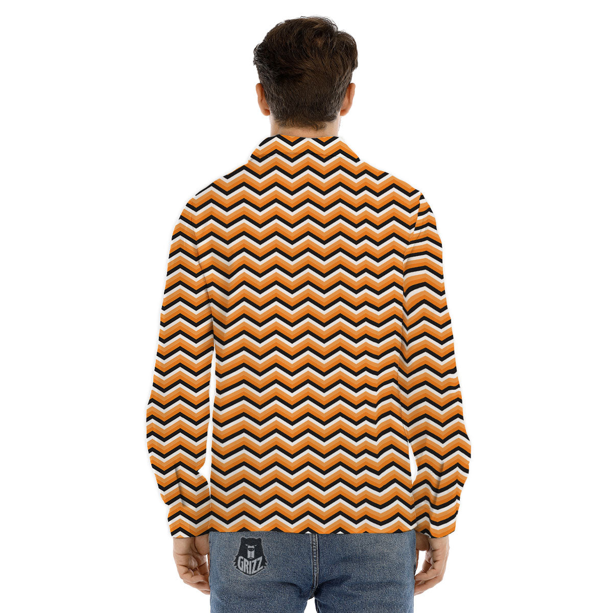 Zig Zag Halloween Print Pattern Men's Dress Shirts-grizzshop