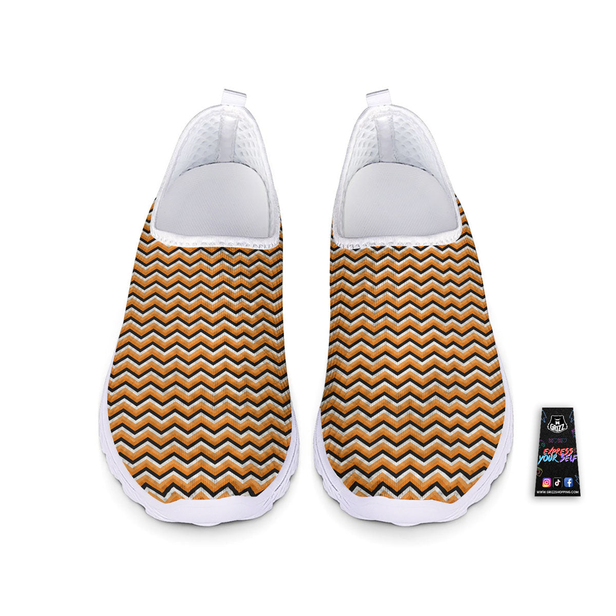 Zig Zag Halloween Print Pattern Nurse Shoes-grizzshop