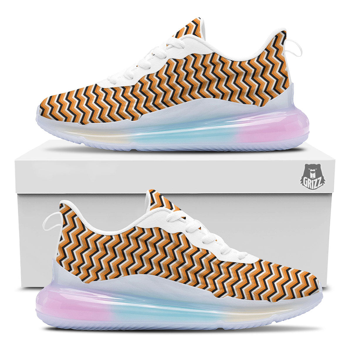 Zig Zag Halloween Print Pattern Running Sneakers-grizzshop