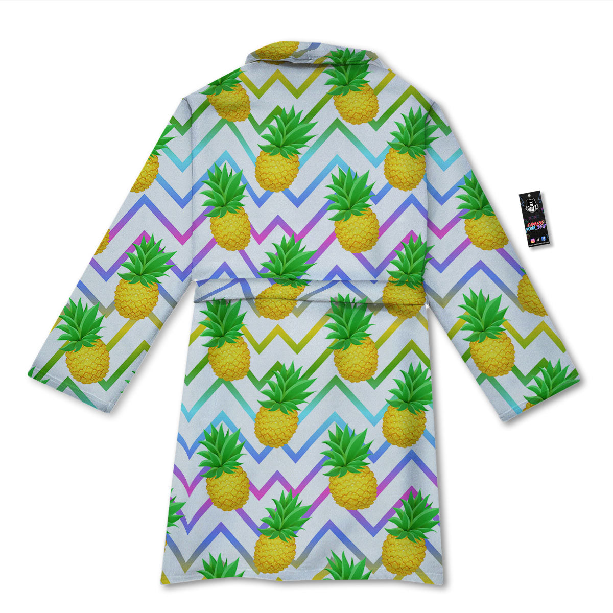 Zig Zag Neon Pineapple Print Pattern Bathrobe-grizzshop