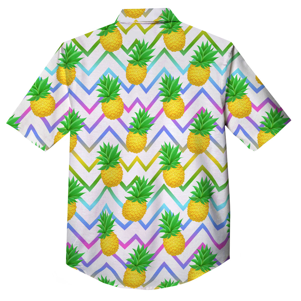 Zig Zag Neon Pineapple Print Pattern Button Up Shirt-grizzshop