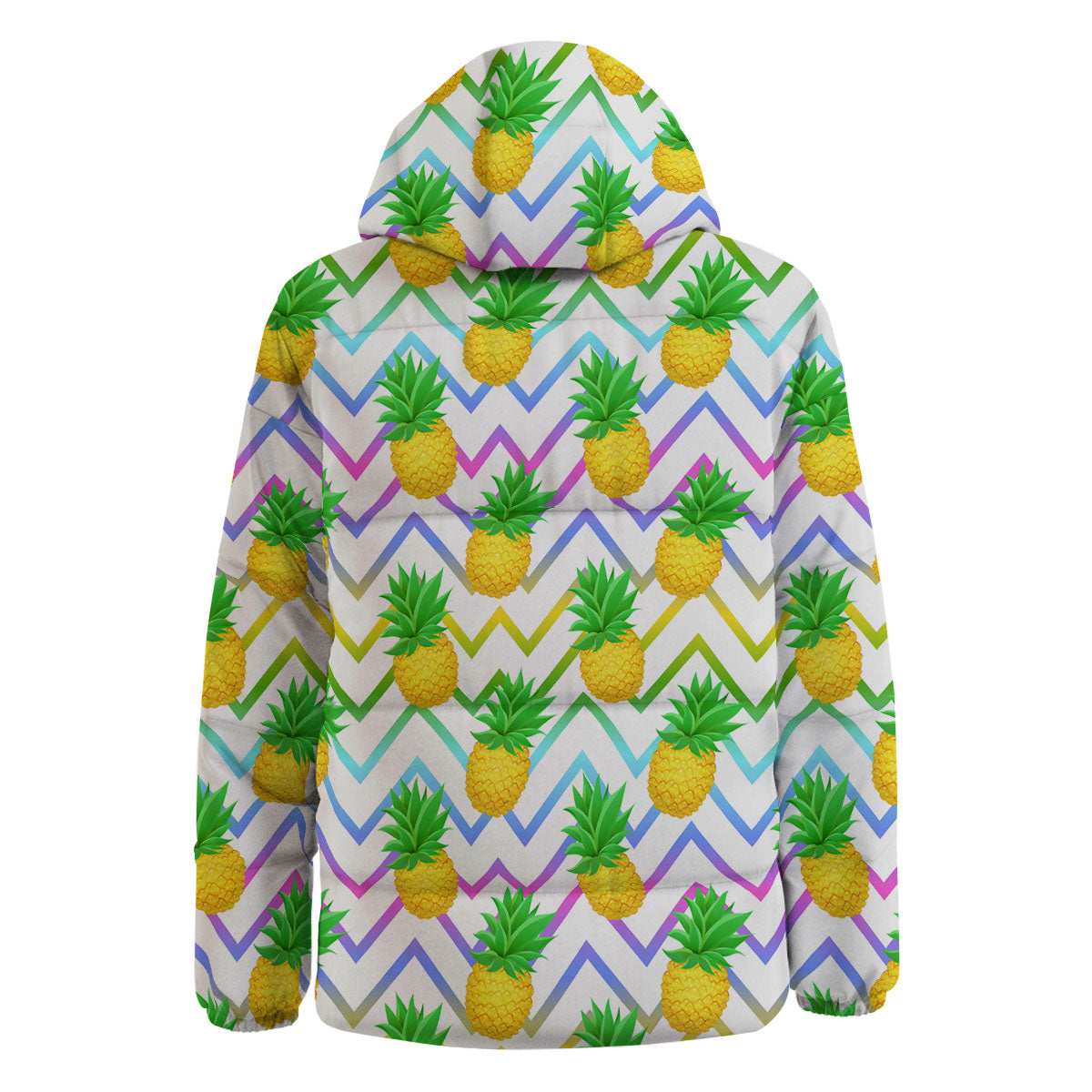 Zig Zag Neon Pineapple Print Pattern Down Jacket-grizzshop